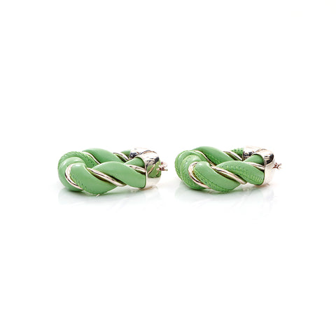 Bottega Veneta Bottegaveneta Leather 925 Triangle argent boucle d'oreille verte x argent WS4373