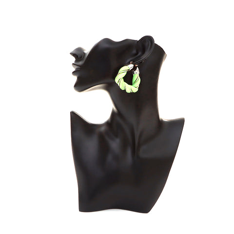 Bottegaveneta皮革925银三角耳环绿色X银色WS4373