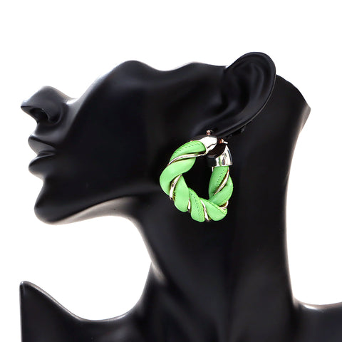 Bottegaveneta皮革925银三角耳环绿色X银色WS4375