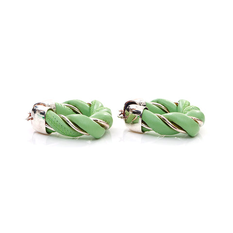 Bottega Veneta Bottegavenneta Leather 925 Triangle argent boucle d'oreille verte x argent WS4375