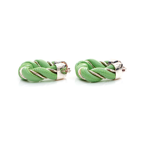 Bottega Veneta Bottegavenneta Leather 925 Triangle argent boucle d'oreille verte x argent WS4375
