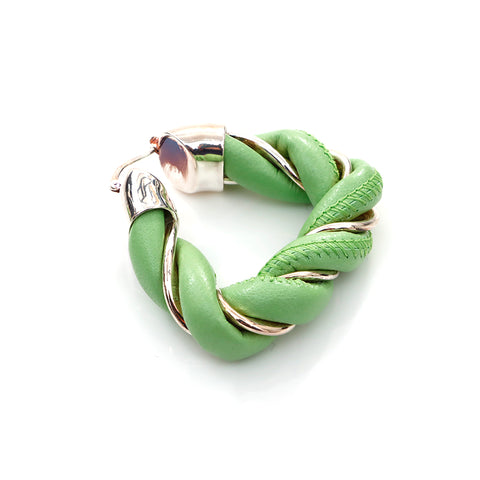 Bottega Veneta Bottegavenneta Leather 925 Triangle argent boucle d'oreille verte x argent WS4375