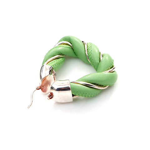 Bottega Veneta Bottegavenneta Leather 925 Triangle argent boucle d'oreille verte x argent WS4375