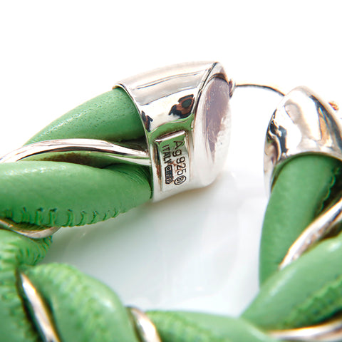 Bottega Veneta Bottegavenneta Leather 925 Triangle argent boucle d'oreille verte x argent WS4375