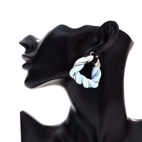 Bottega Veneta Bottegavenneta Leather 925 Boucles d'oreilles Triangle Silver Blue X Silver WS4379