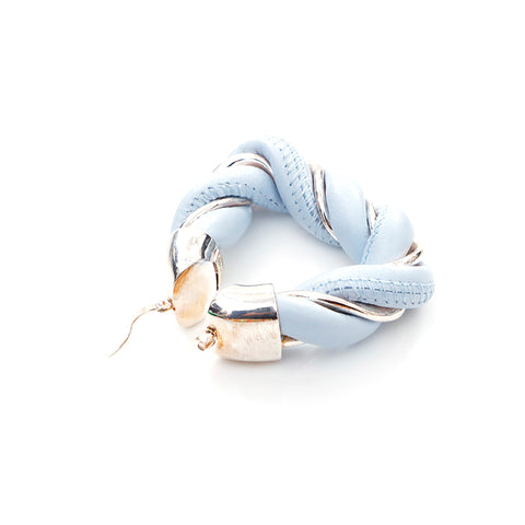 Bottega Veneta Bottegavenneta Leather 925 Boucles d'oreilles Triangle Silver Blue X Silver WS4379