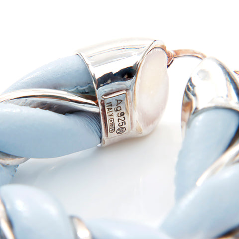 Bottega Veneta Bottegavenneta Leather 925 Boucles d'oreilles Triangle Silver Blue X Silver WS4379