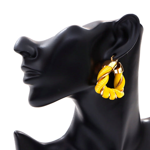 BOTTEGAVENETA Leather 925 Gold Triangle Earrings Yellow x Gold WS4380