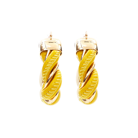 BOTTEGAVENETA Leather 925 Gold Triangle Earrings Yellow x Gold WS4380