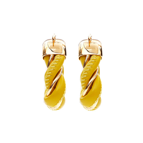 BOTTEGAVENETA Leather 925 Gold Triangle Earrings Yellow x Gold WS4380