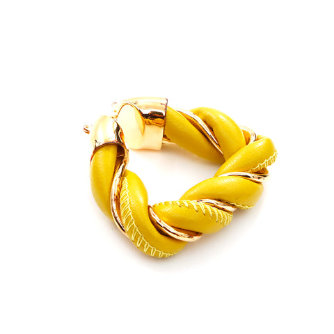 Bottega Veneta Bottegavenneta Leather 925 Gold Triangle Earge jaune x Gold WS4380