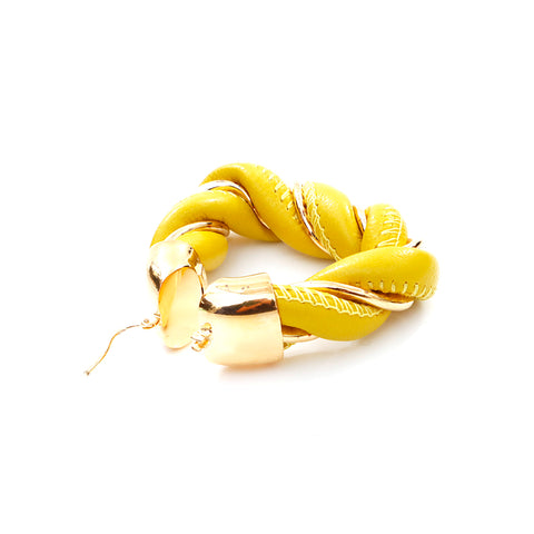 Bottega Veneta Bottegavenneta Leather 925 Gold Triangle Earge jaune x Gold WS4380