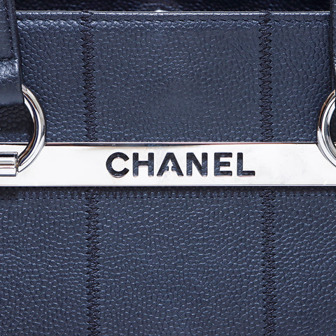 シャネル CHANEL チョコバー キャビア トートバッグ ブラック WS4396