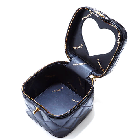 Chanel Chanel Coco Mark Eitelkeit Eipfel mit Spiegel Turnlock Handtasche Schwarz WS4411