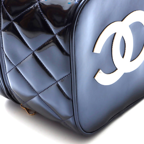 Chanel Chanel Coco Mark Eitelkeit Eipfel mit Spiegel Turnlock Handtasche Schwarz WS4411