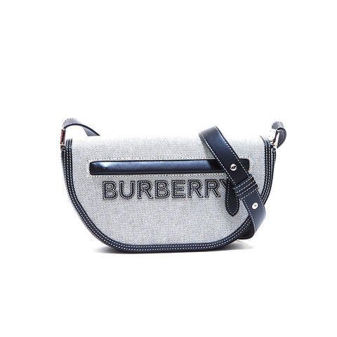 バーバリー BURBERRY ロゴ ショルダーバッグ キャンバス グレー×ブラック WS4448