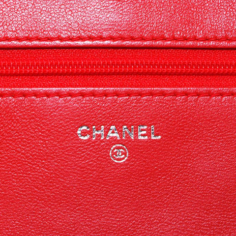 シャネル CHANEL マトラッセ ココマーク チェーンウォレット ショルダーバッグ レザー レッド WS4455