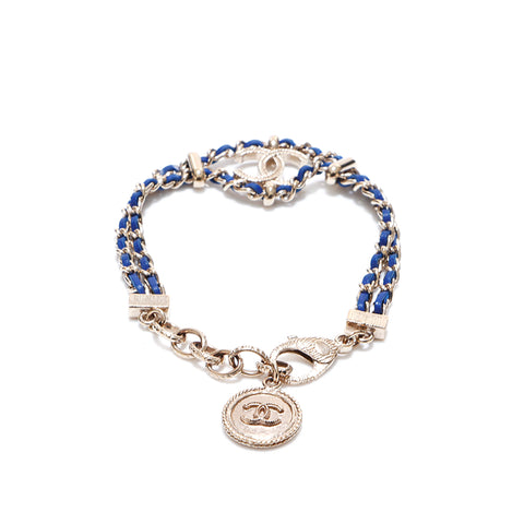 Chanel Coco Mark GP B18C 2018 Kettenarmband Gold X Blue WS4461