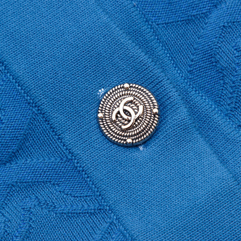 Chanel Knit Coco Button Cardigan VINTAGE Used Classic Blue WS4467