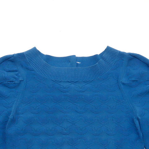 Chanel Knit Coco Button Cardigan VINTAGE Used Classic Blue WS4467