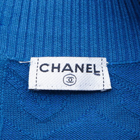 Chanel Knit Coco Button Cardigan VINTAGE Used Classic Blue WS4467