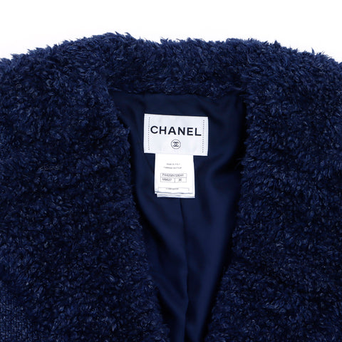 シャネル CHANEL ツイード ココボタン  コート ネイビー WS4475