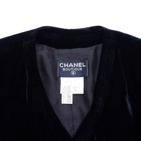 シャネル CHANEL グリポアボタン ベロア 96A 半袖シャツ ブラック WS4476