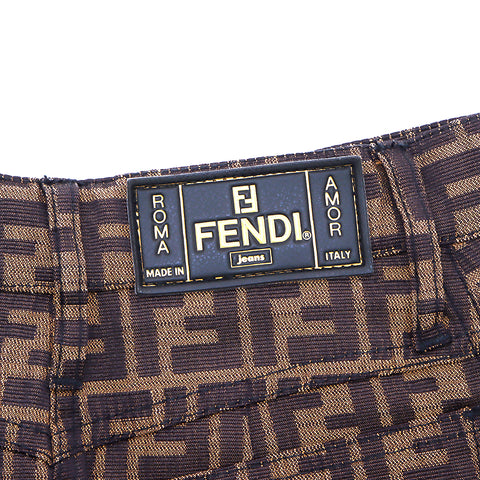 フェンディ FENDI ズッカ 総柄 コットン タイト size40 ミニスカート ブラウン WS4489