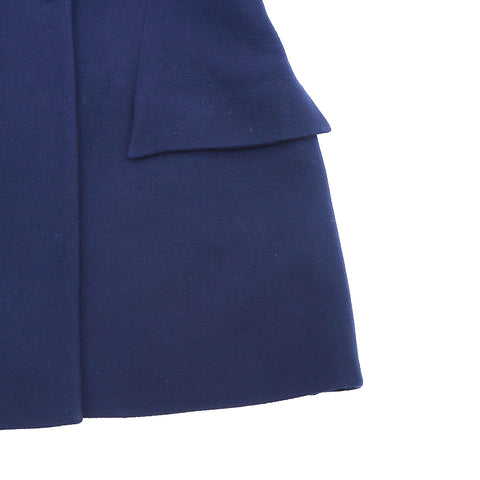 Chanel Coco Mark Button Long Jacket Suit Set-Up Skirt Made in 1997 Size38 Wool Silk Suit Navy WS4493