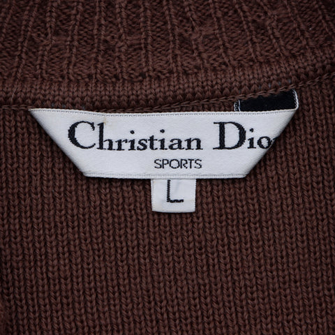 クリスチャンディオール Christian Dior スポーツ ハーフジップ プルオーバー  ウール セーター ブラウン WS4499