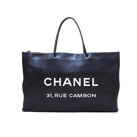 Chanel CHANEL Logo Essential Logo Large Tote Bag Large Handbag No. 12 2009 Tote Bag Black WS4532