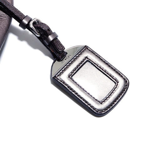 PRADA NYLON Cuir Chain Silver Metal Riches en cuir gris WS4583