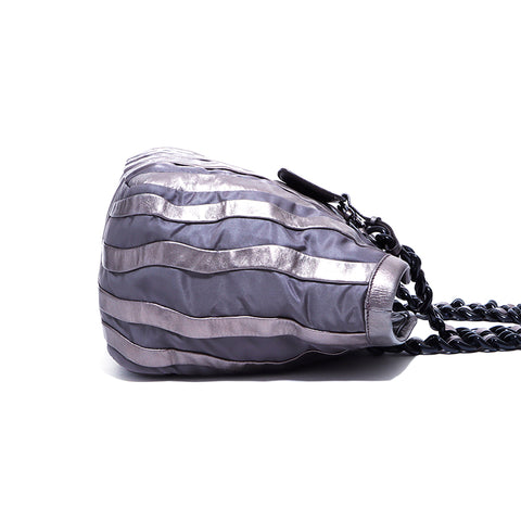 PRADA NYLON Cuir Chain Silver Metal Riches en cuir gris WS4583