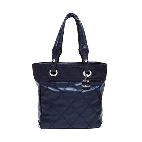 シャネル CHANEL パリビアビッツ PM Paris Biarritz シルバー金具 ハンドバッグ ココマーク レザー PVC トートバッグ ブラック WS4588