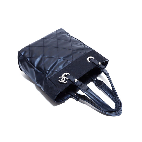 シャネル CHANEL パリビアビッツ PM Paris Biarritz シルバー金具 ハンドバッグ ココマーク レザー PVC トートバッグ ブラック WS4588