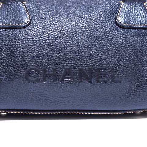 シャネル CHANEL ココマーク ロゴ シルバー金具 ミニボストン スティッチ フリンジ 8番台 2003-2004 ハンドバッグ ブラック WS4589