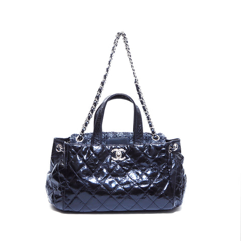 シャネル CHANEL ポーロベロー チェーン ショルダーバッグ ハンドバッグ シルバー金具 ココマーク 12番台 2008-2009 ツイード ハンドバッグ ブラック WS4590