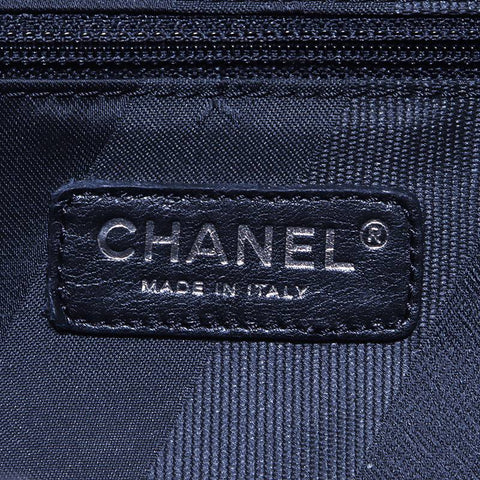 Chanel Polo Bellow Chain Umhängetasche Handtasche Silber Metallarmatur Coco Mark Nr. 12 2008-2009 Tweed Handtasche Schwarz WS4590