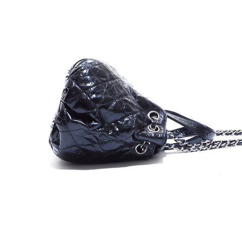 Chanel Polo Bellow Chain Umhängetasche Handtasche Silber Metallarmatur Coco Mark Nr. 12 2008-2009 Tweed Handtasche Schwarz WS4590