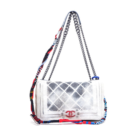 香奈儿艺术学校油漆图形哦,我的男孩袋摇摇欲坠的帆布编号19 2014年肩袋米色WS4592