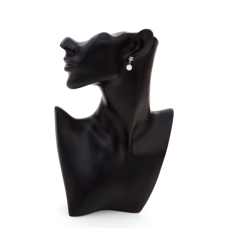 シャネル CHANEL ココマーク ラインストーン ピアス シルバー