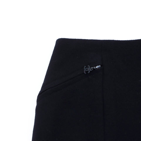 Chanel Wool Suit Skirt Size:38 2002 Setup Black WS4638