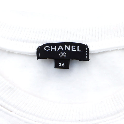 シャネル CHANEL ロゴ トレーナー Size36 長袖Ｔシャツ ホワイト WS4643