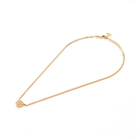 Christian Dior Rhinestone Necklace gold WS4665