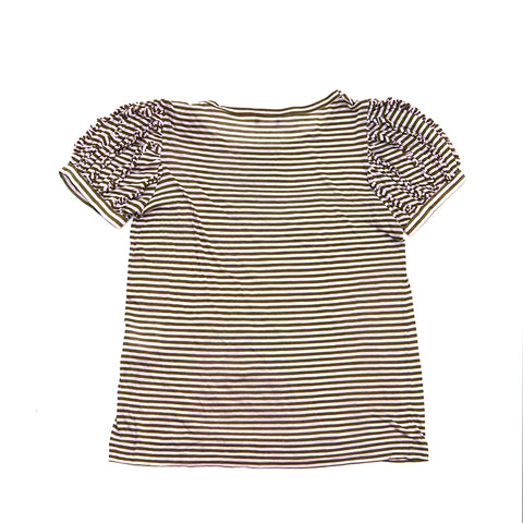 Chanel CHANEL Border Coco Mark Ribbon Short Sleeve T-shirt Cotton Pink x Khaki WS4678