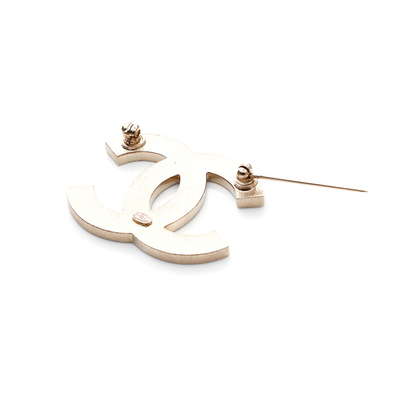 シャネル CHANEL ボーダー ココマーク ブローチ ピンク×ホワイト