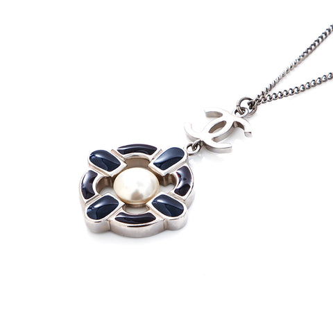 Chanel Coco Mark Pearl B14 Collier Silver WS4720