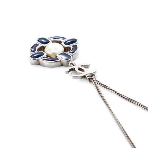 Chanel Coco Mark Pearl B14 Collier Silver WS4720