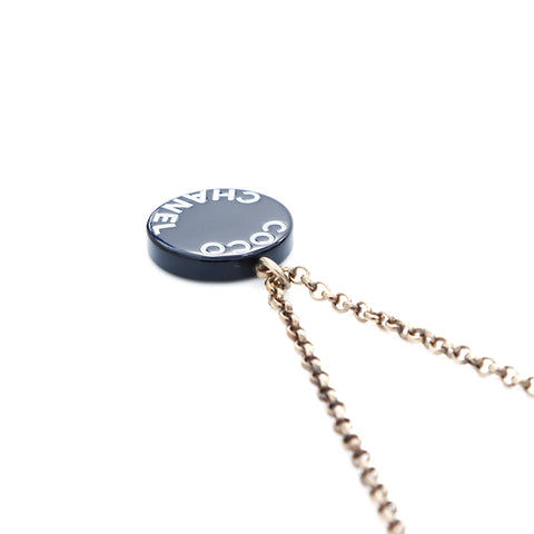CHANEL COCO Mark plaque ronde 07P Collier Noir x blanc WS4721