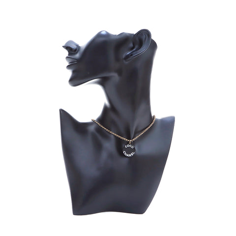 CHANEL COCO Mark plaque ronde 07P Collier Noir x blanc WS4721